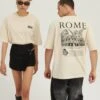 YOURTURN Rome Tee Unisex - Camiseta Estampada - Mottled Light Brown
