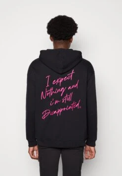 YOURTURN Embroidered Text Hoodie Unisex - Jersey Con Capucha - Black