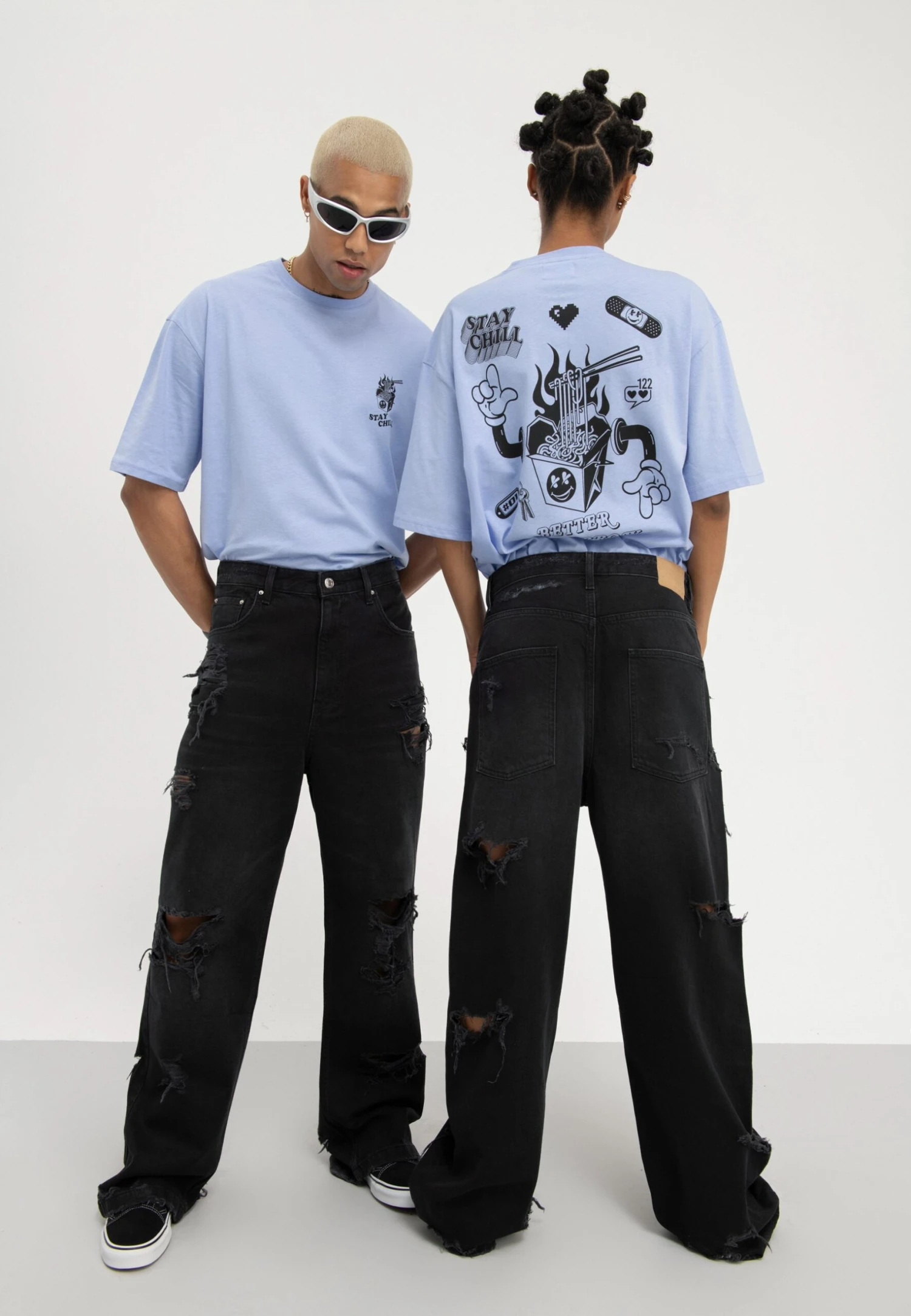 YOURTURN Unisex - Vaqueros Boyfriend - Black Denim 5 YOURTURN Unisex - Vaqueros Boyfriend - Black Denim - Imagen 5