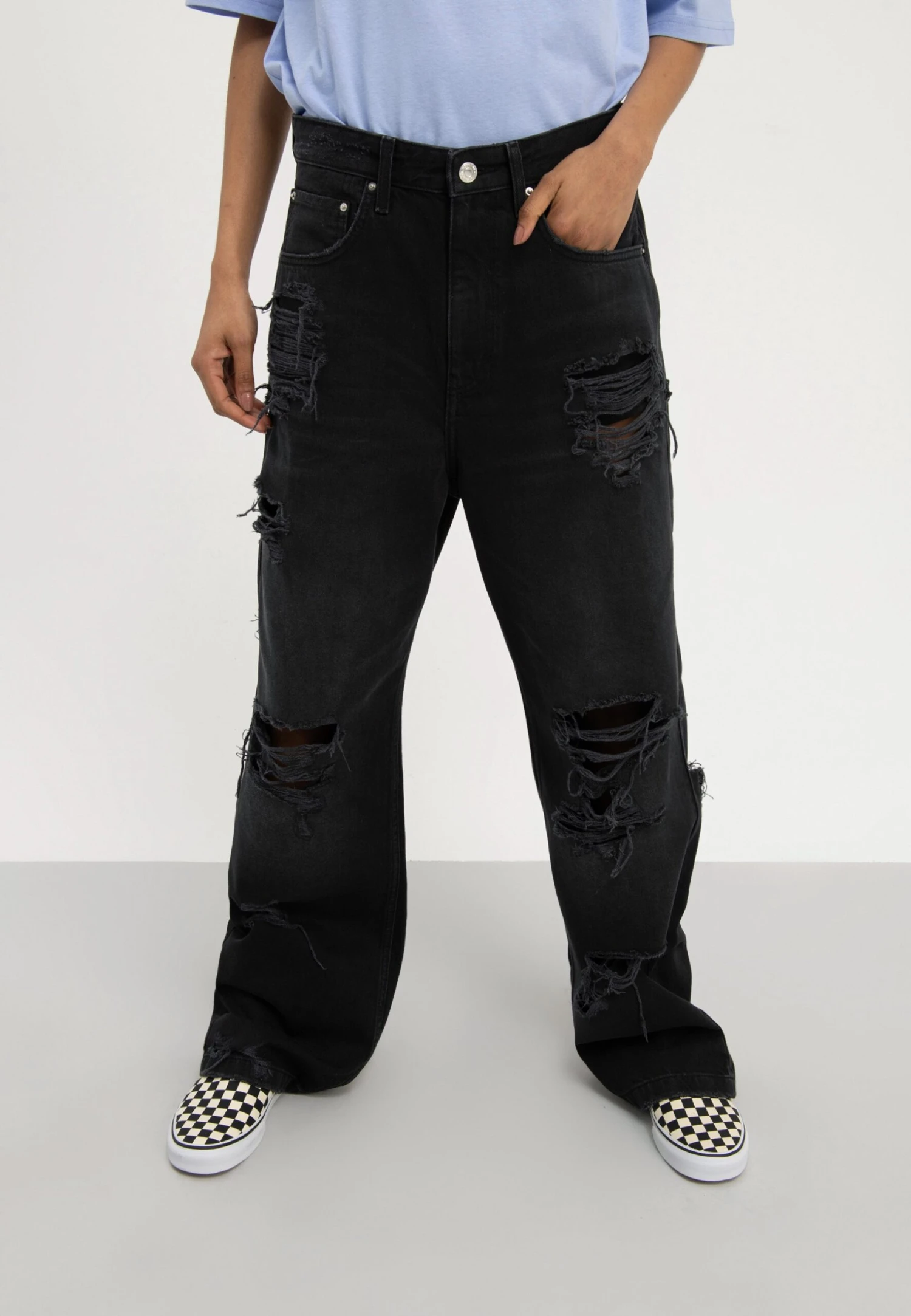 YOURTURN Unisex - Vaqueros Boyfriend - Black Denim 1 YOURTURN Unisex - Vaqueros Boyfriend - Black Denim