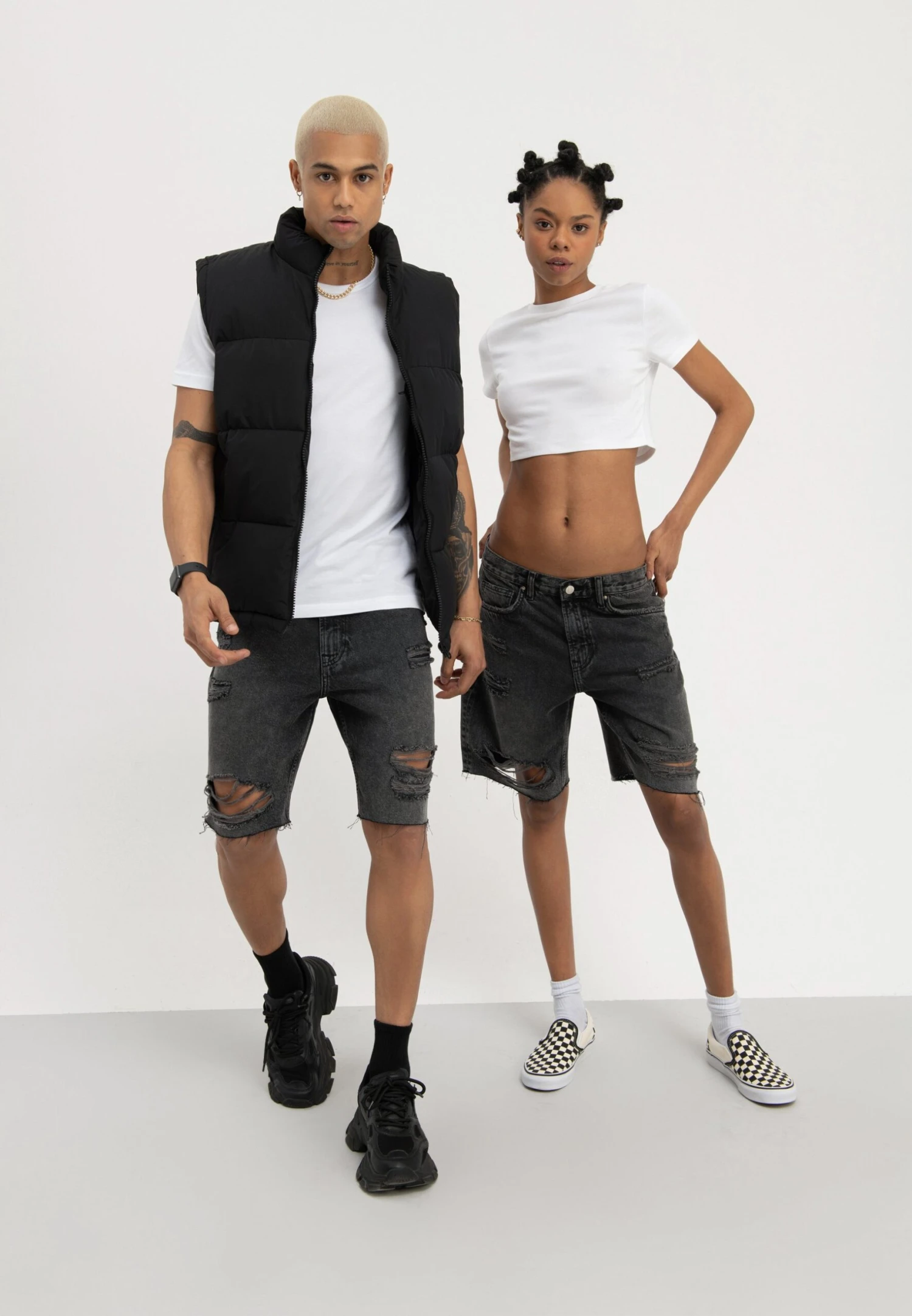 YOURTURN Unisex - Shorts Vaqueros - Black 2 YOURTURN Unisex - Shorts Vaqueros - Black - Imagen 2