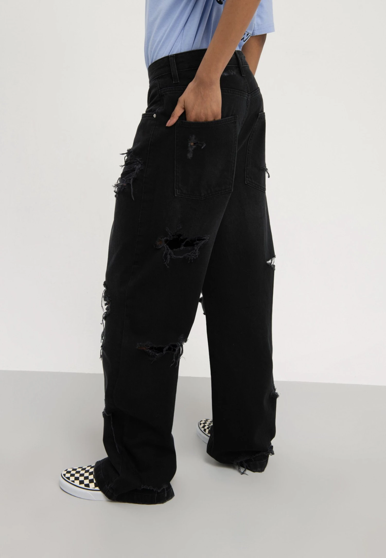 YOURTURN Unisex - Vaqueros Boyfriend - Black Denim 3 YOURTURN Unisex - Vaqueros Boyfriend - Black Denim - Imagen 3