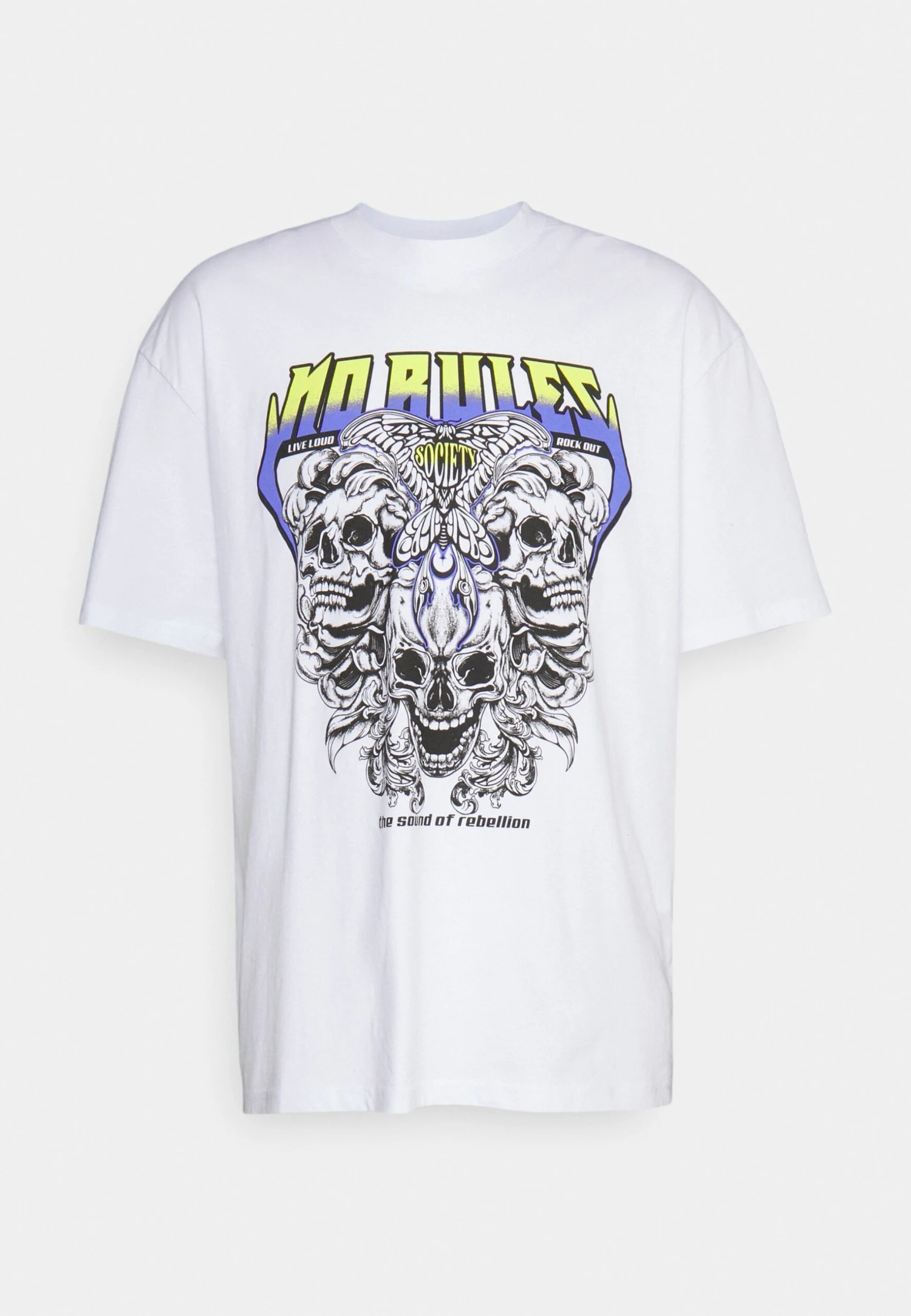 YOURTURN Rule Skull Graphic Tee Unisex - Camiseta Estampada - White 4 YOURTURN Rule Skull Graphic Tee Unisex - Camiseta Estampada - White - Imagen 4