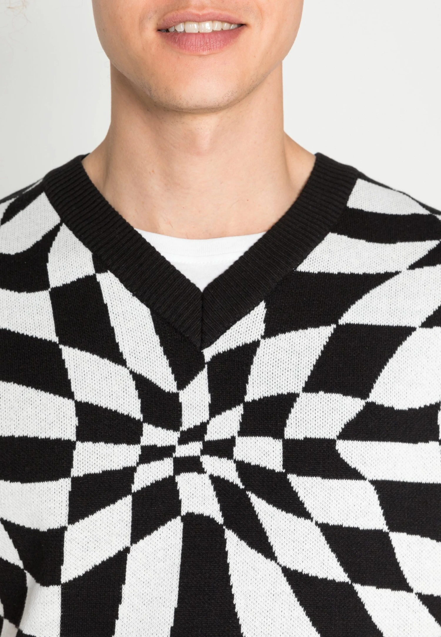 YOURTURN Distorted Check Vest Unisex - Jersey De Punto - Black/White 5 YOURTURN Distorted Check Vest Unisex - Jersey De Punto - Black/White - Imagen 5