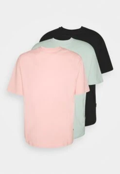 YOURTURN 3Pack Unisex - Camiseta Básica - Black/Pink/Green
