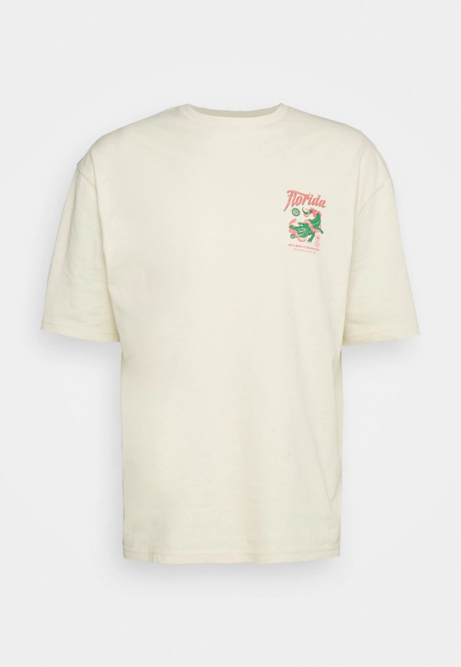 YOURTURN Crocodile Florida Graphic Tee Unisex- Camiseta Estampada - Beige 4 YOURTURN Crocodile Florida Graphic Tee Unisex- Camiseta Estampada - Beige - Imagen 4