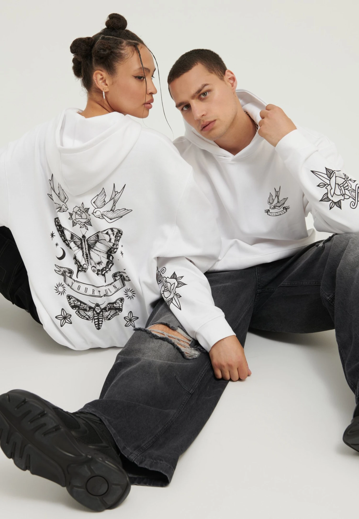 YOURTURN Unisex - Jersey Con Capucha - White 2 YOURTURN Unisex - Jersey Con Capucha - White - Imagen 2