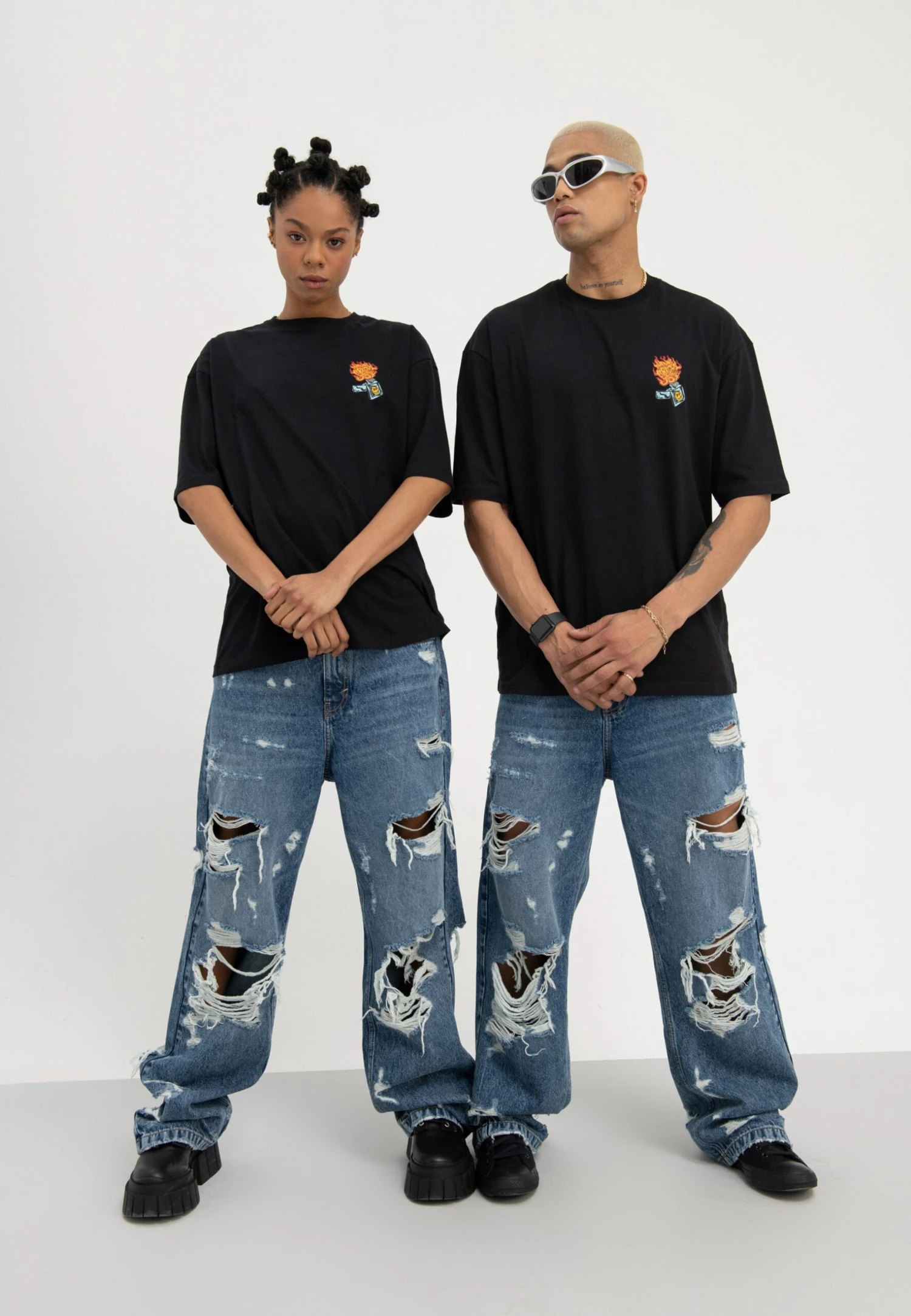 YOURTURN Unisex - Vaqueros Boyfriend - Light Blue Denim 4 YOURTURN Unisex - Vaqueros Boyfriend - Light Blue Denim - Imagen 4