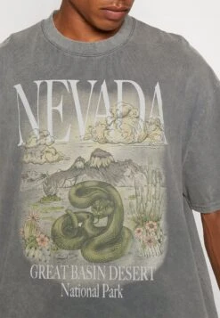 YOURTURN Nevada Wash Graphic Tee Washed - Camiseta Estampada - Charcoal -Yourturn e829ada2811949e7b41756f8833b261a