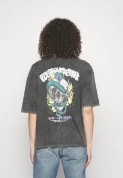 YOURTURN Skull Graphic Tee Unisex - Camiseta Estampada - Mottled Black