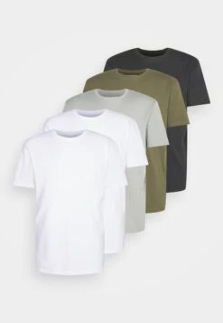 YOURTURN Unisex 5 Pack - Camiseta Básica - White/Olive /Black -Yourturn fd0cb44c209a4deebcd571033de05bdb